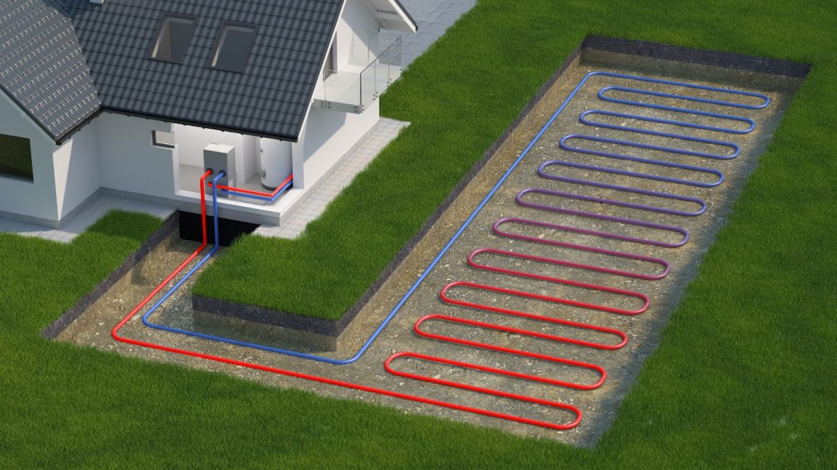 Image showing how the cooling system of a ground heat pump works