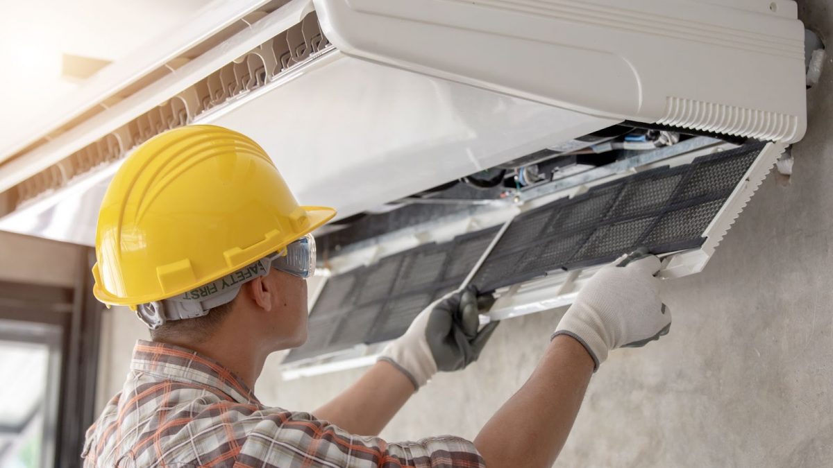 Man working on a HVAC system